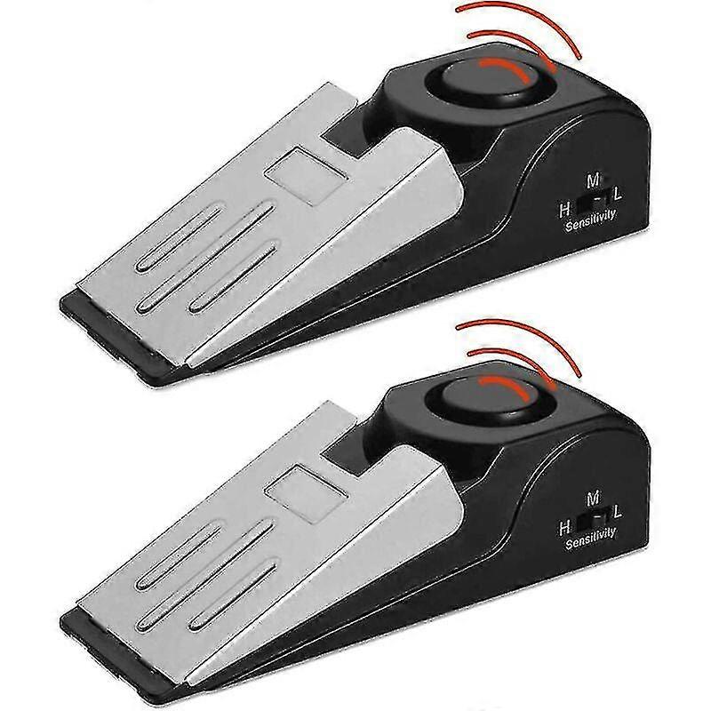 Mini Wireless Door Stop Alarm, 2 Pack Wedge Door Stop Blocking Security System With 120db Siren