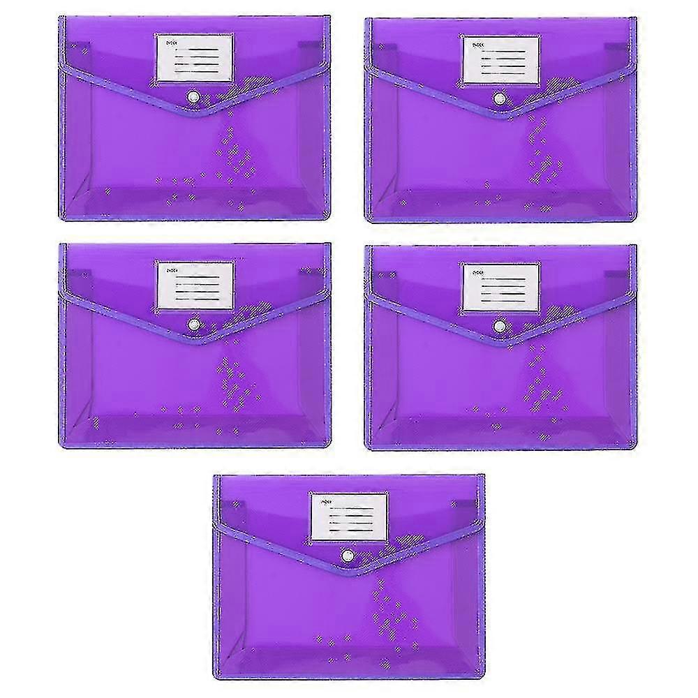 5 Pcs Plastic Folder With Snap Closure Clear Document Plastic File Folders Letter Size