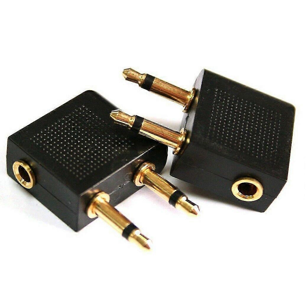 2 Pcs Airplane Flight Headphone Adapter For 3.5mm Plug Jack Socket Converter