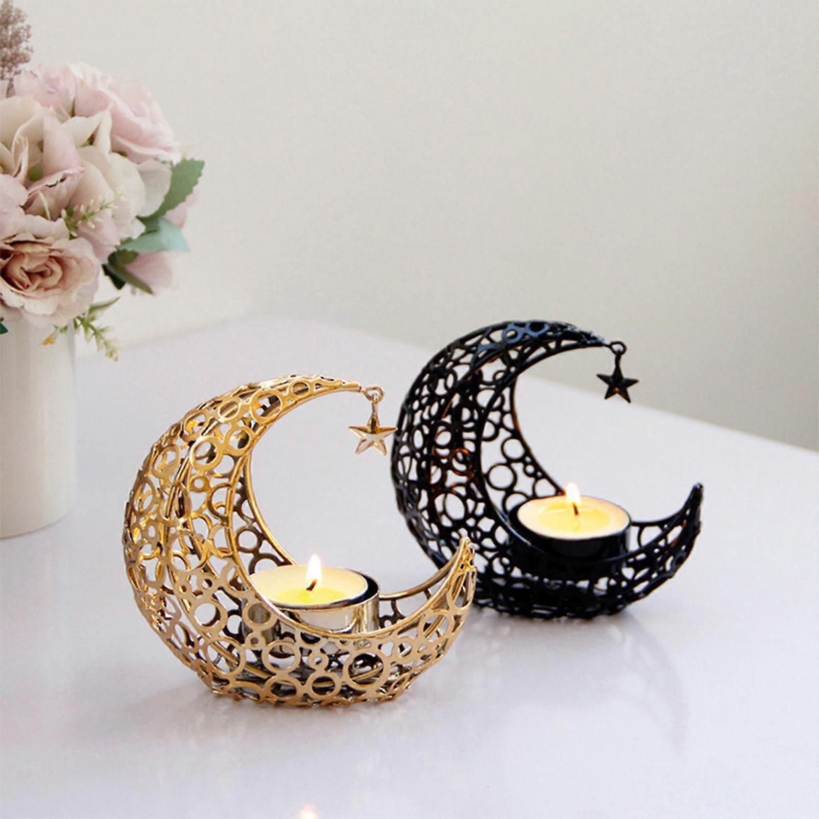 2x Eid Moon Candlestick Ornament Candle Holder Desktop Tea Light Gifts