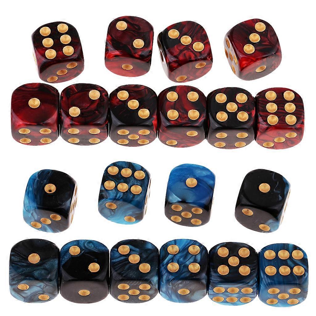 20 pack of 6-sided Game Dice Set , 10 Translucent Colors Square Corne