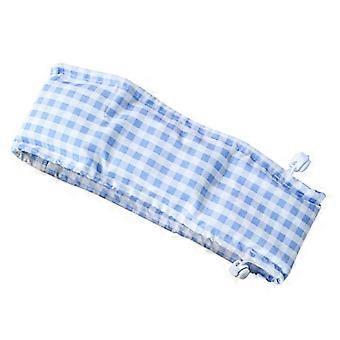 Dog Cooling Collar Adjustable Double Ended Drawstring for Sports and Walks Blue Grid Size M