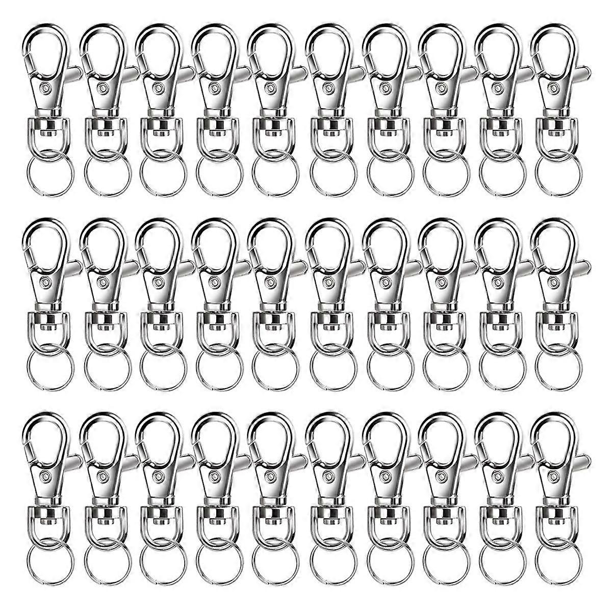 Metal Swivel Snap Hooks with Key Rings, 120PCS Small Lobster Claw Keychains Clasps and 120PCS Key C