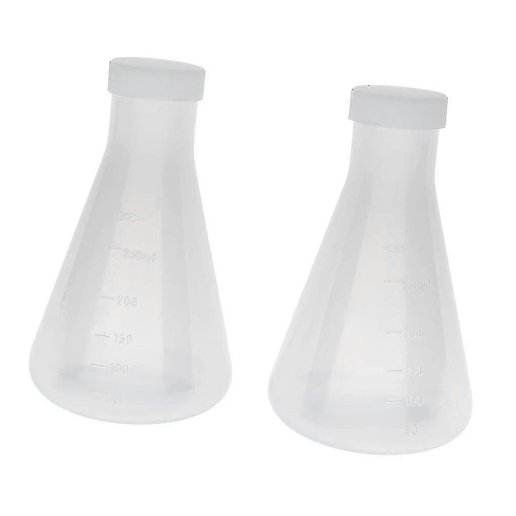 Laboratoriegradueret plastkonisk Erlenmeyer-kolbe, målbar, glat tyk væg, to flasker