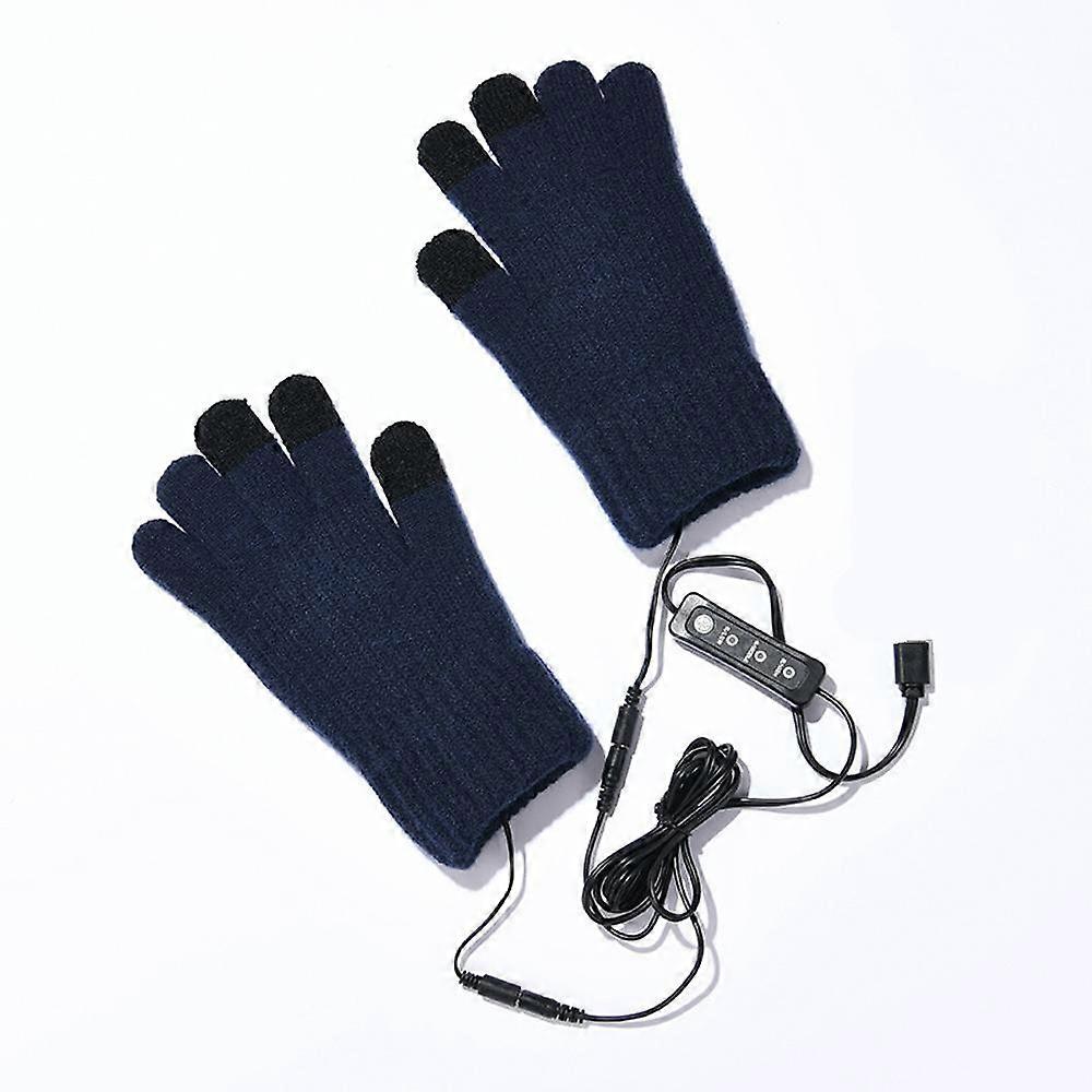 USB Heated Gloves for Men and Women(Tibetan Cyan), Winter Adjustable Temperature Heated Mitts Hand Warmer Washable Knitting Gloves for Indoor Outdoor
