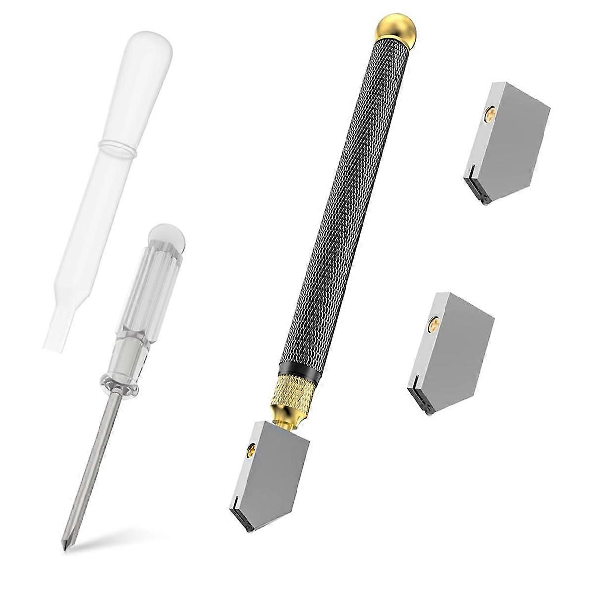 Glass Cutter, Upgrade Glass Cutter Tool, Pencil Style Oil Feed Carbide Tip for Glass Cutting/Tiles/Mirror, 2mm-20mm
