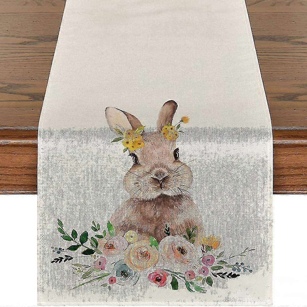 Easter Bunny Table Runner Spring Rabbits Easter Tablecloths Easter Motif Table Decoration