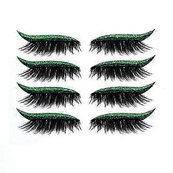 4 stuks glitter zelfklevende oogschaduw sticker dubbel ooglid valse wimpers waterdichte partij oog make-up sticker-groen