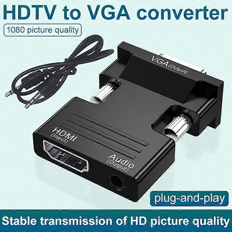 HDTV To VGA Adapter Converter With Audio,(PC HDTV Source Output To TV/Monitor With VGA Connector), Active Female HDTV In Male VGA 1080p Video Dongle A