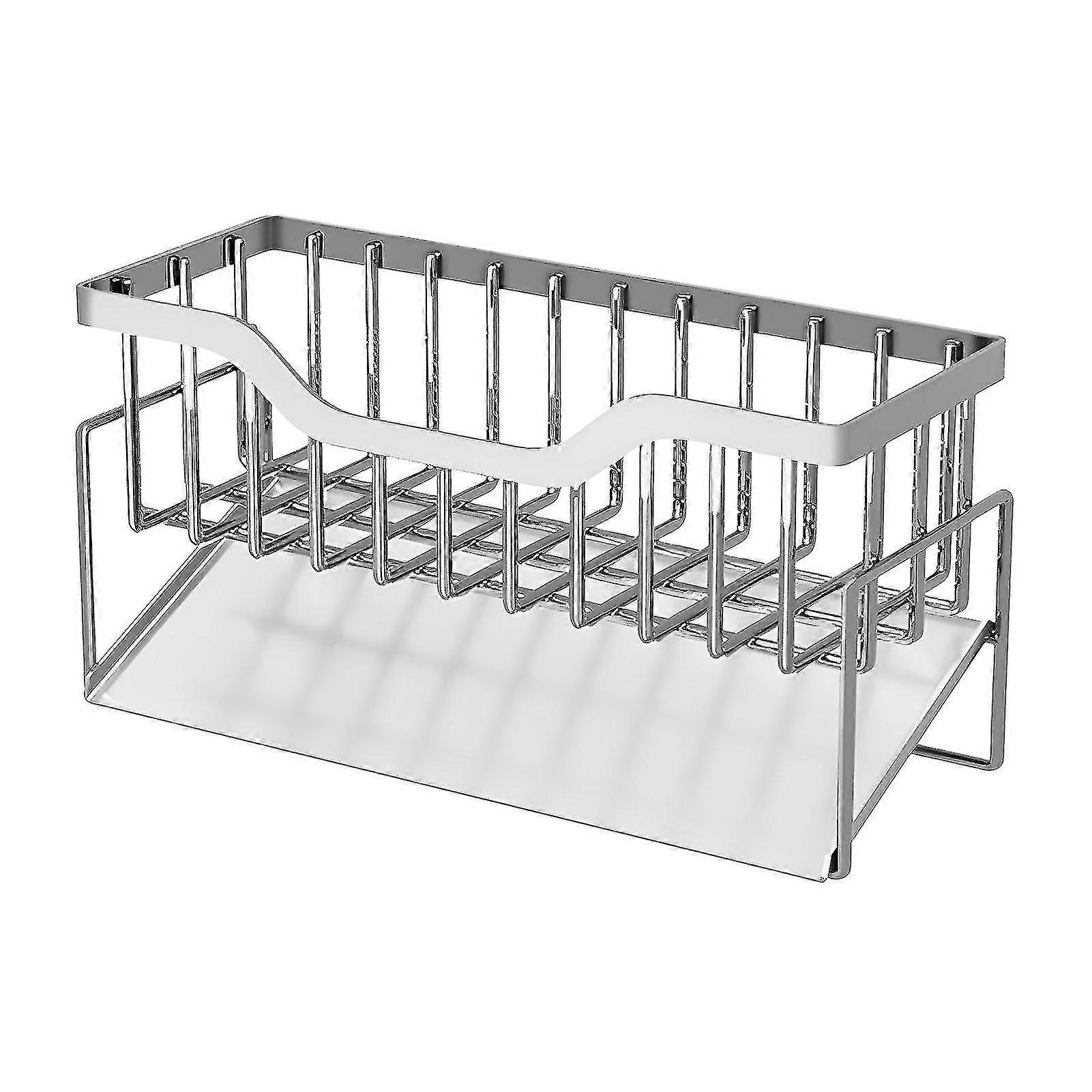 Slanted Base Save Space Stainless Steel Drain Rack Kitchen Sink Cleaning Tools