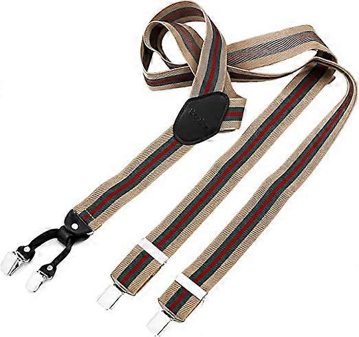 Mænds brede 4-klips læderseler, Y-model elastisk og justerbar