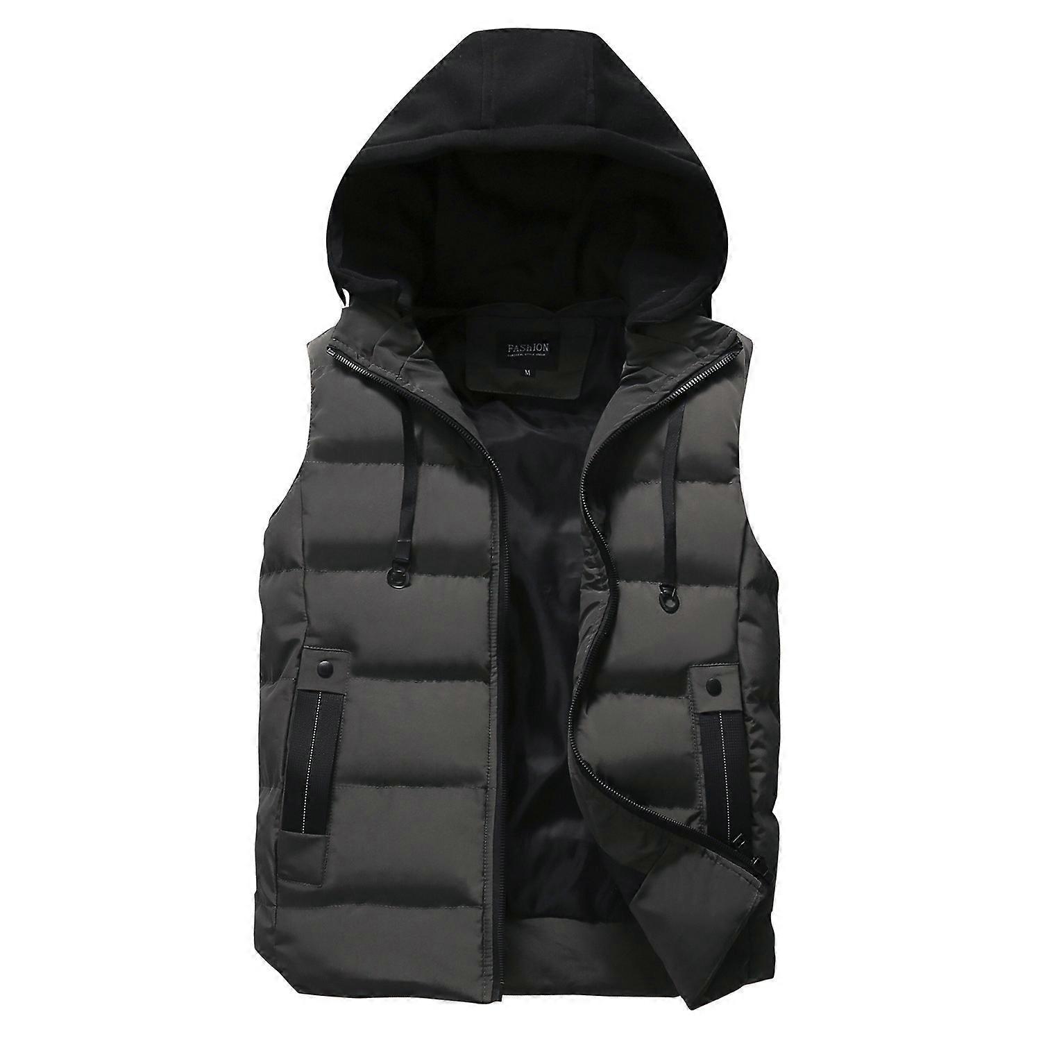 Men's Removable Hooded Solid Color Vest