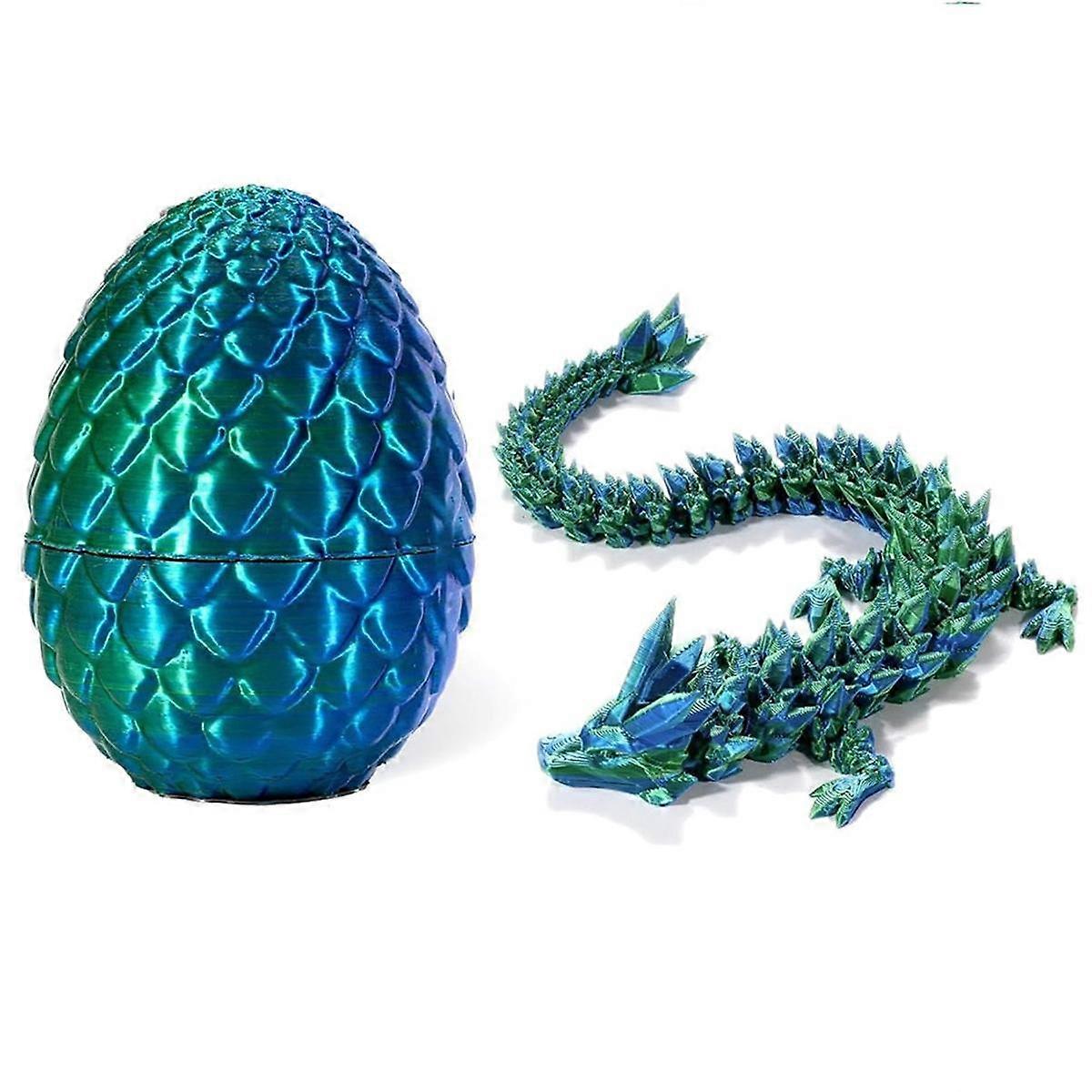 3D Printed Dragon in Egg, Full Articulated Dragon Crystal Dragon with Dragon Egg,Home Office Decor