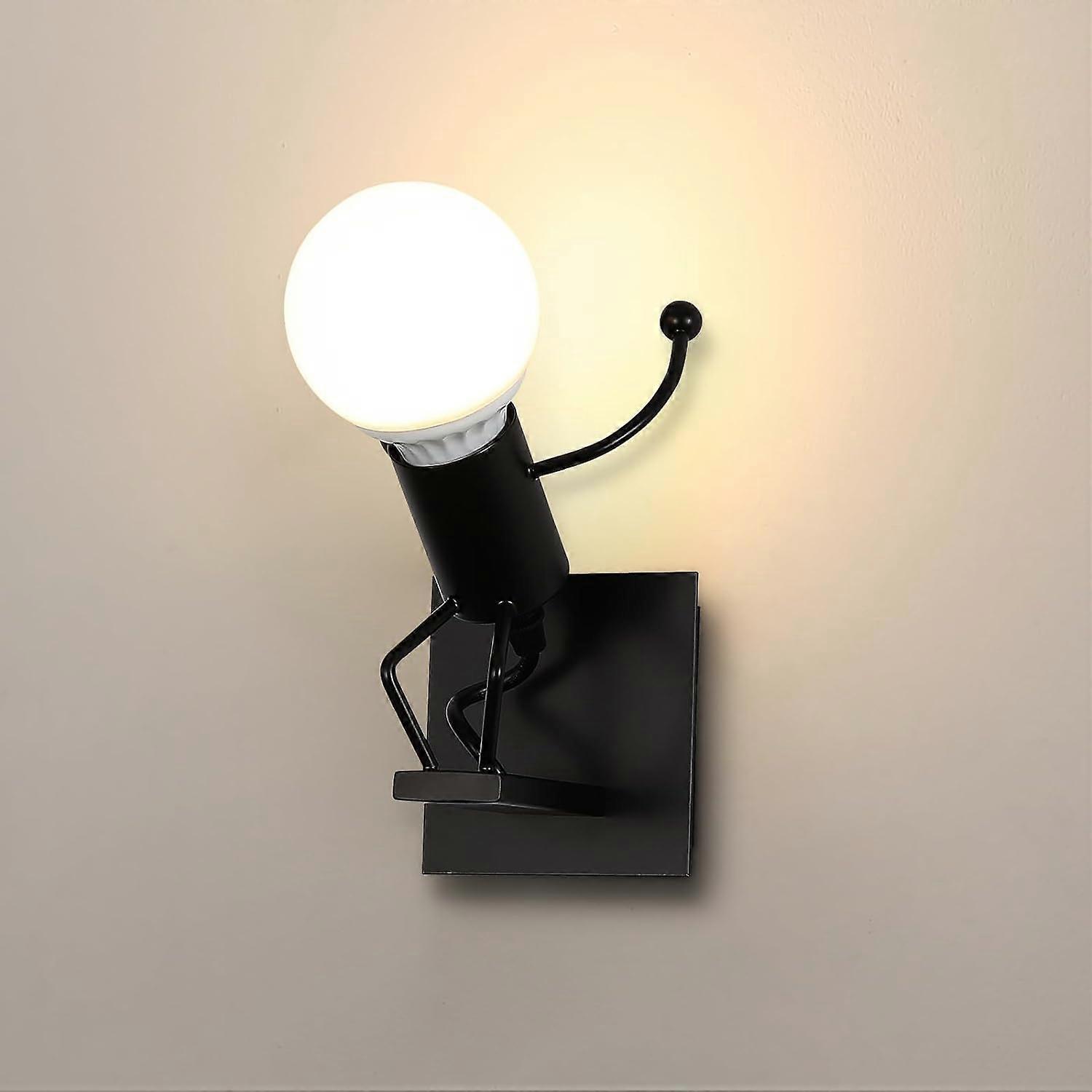 Diving Man Wall Lamp, Creative Cartoon Modern Retro Style Black Wall Lamp, Wall Light for Kids Room Bedside Bedroom Hallway Staircase, No Bulb