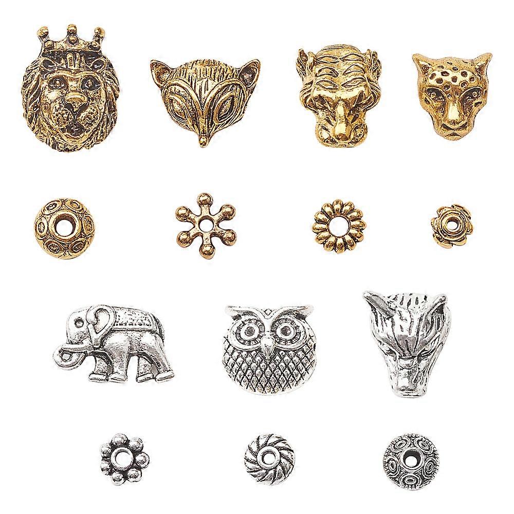 Tibetan Style Alloy Beads and Beads Spacers Mixed Shapes Mixed Color 13x8.4x1.75cm 280pcs/box