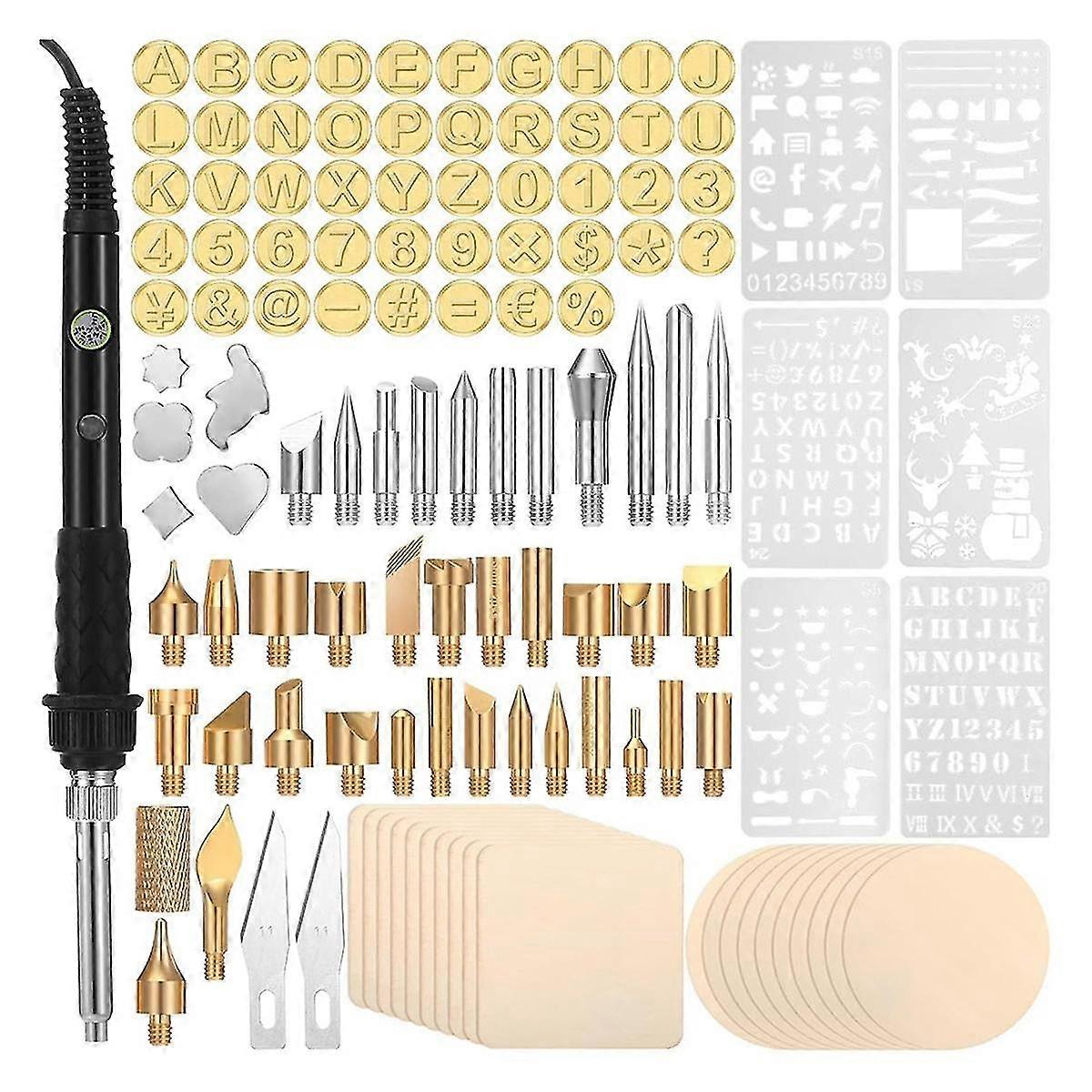 136 قطعة مجموعة أدوات حرق الأخشاب WoodBurning Kit مع رقائق الخشب لموقد الخشب DIY النقش نحت الحرف