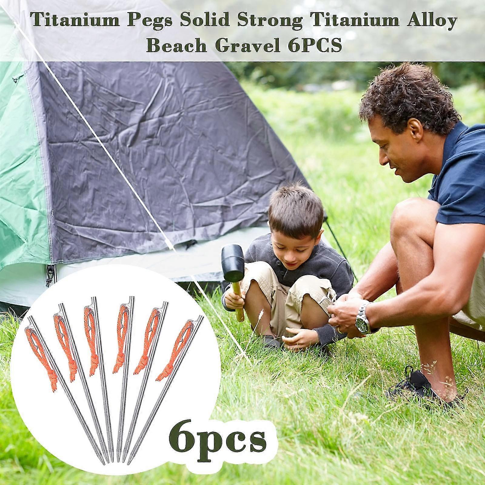 Titanium Pegs Solid Strong Titanium Alloy Beach Gravel 6pcs