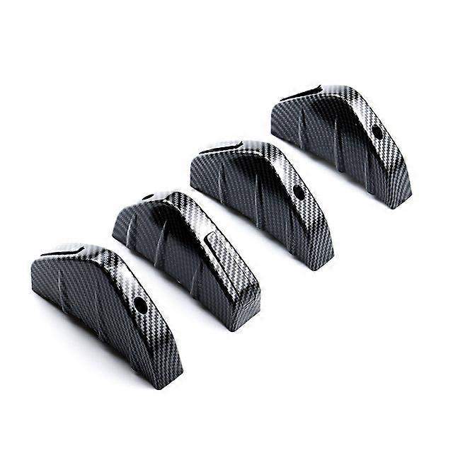 New 4pcs Universal Car Carbon Fiber Pattern Modified Shark Fin Rear Spoiler Rear Bumper Lip Diffuser Anti-collision Red Black