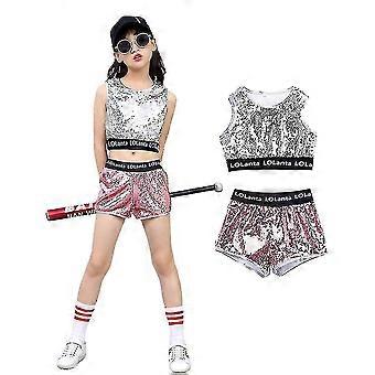 TTAO Ensemble Danse Fille Crop Top Et Jupe-Short Paillettes - 5-16 Ans