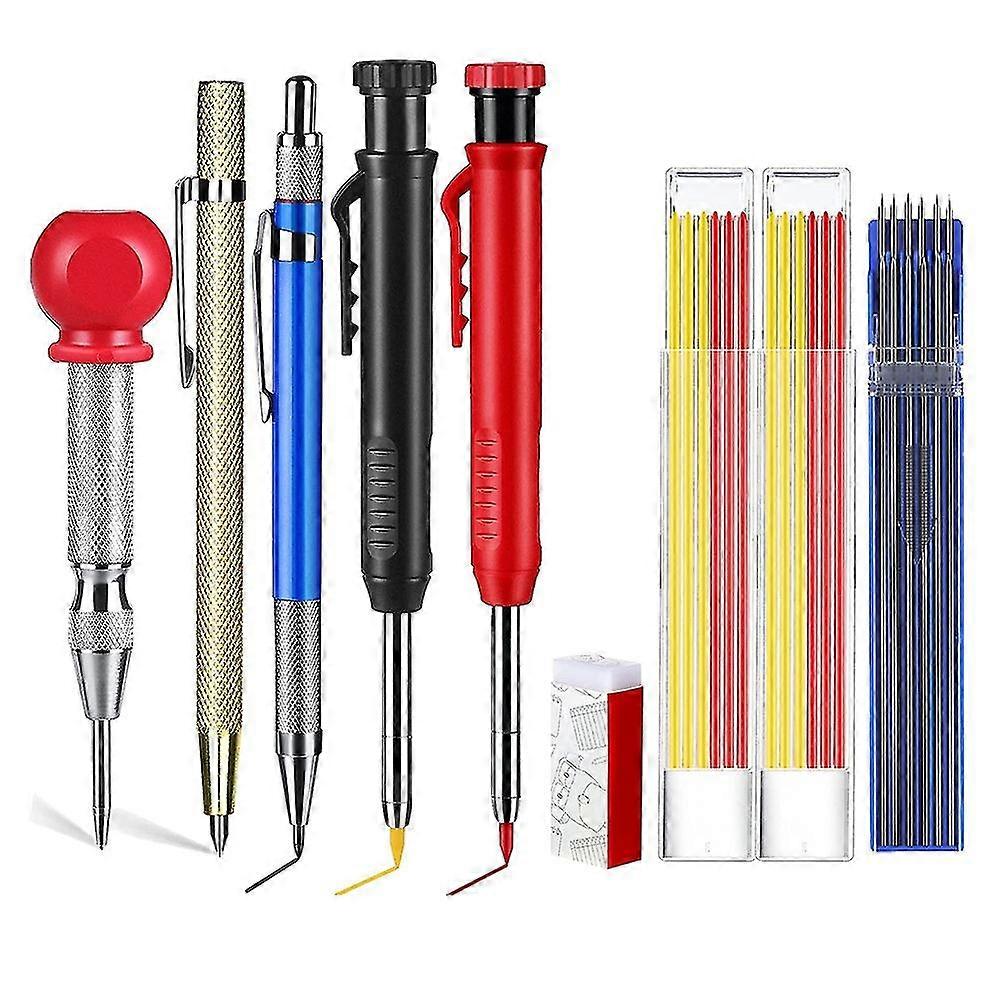 Mechanical Carpenter Pencils Set With 36pc Refills, Carbide Scribe