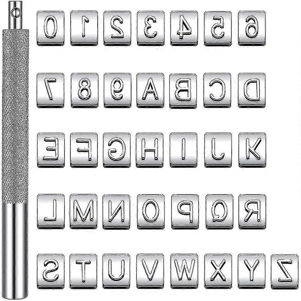 36pcs Punch Tool Number Alphabet Pattern Diy Stamper+1pc Handle