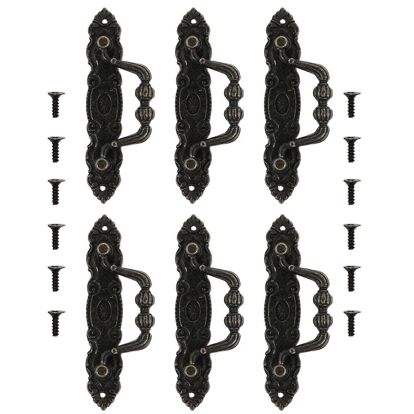 6Pcs Drawer Pulls Vintage Style Handles Zinc Alloy Cabinet Handles Pulls