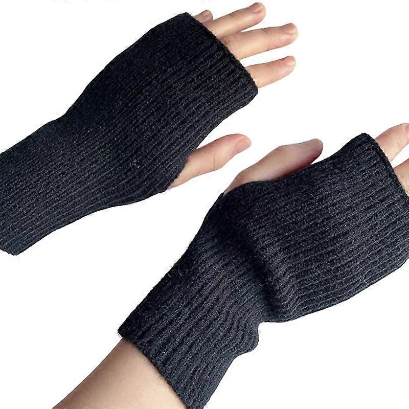 1 Pair Trendy Knitted Gloves High Elasticity Pure Color
