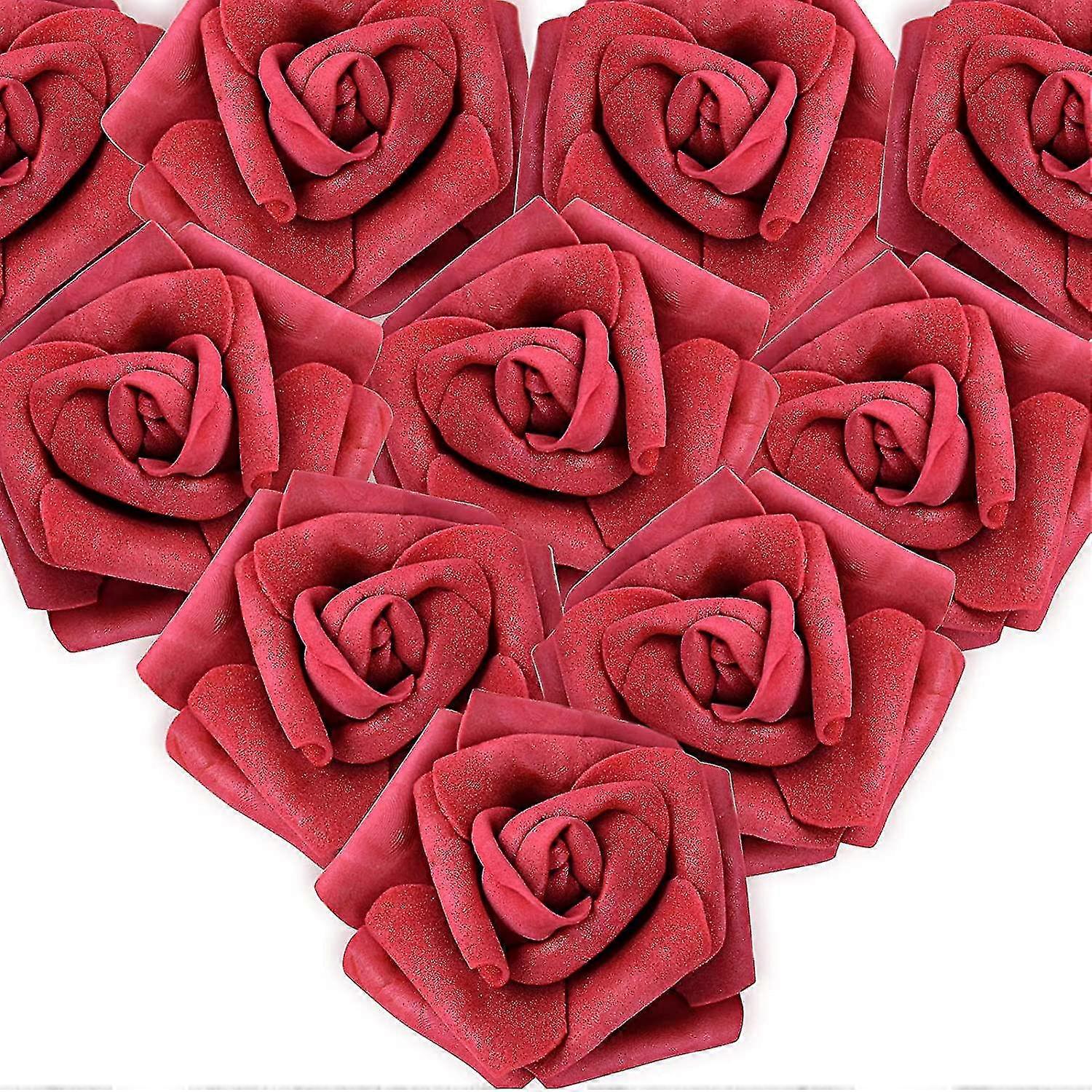 100pcs τεχνητά λευκά τριαντάφυλλα 7 cm λουλούδια, κεφάλια λουλουδιών λευκά στολίδια, γαμήλιο συμπόσιο λευκά στολίδια μαλλιών