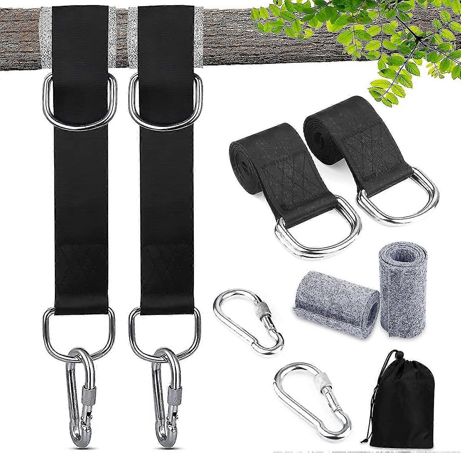 Strap Swing Attachment, Tree Hammock Hanger, Hammock Strap Swing Attachment With 2 D-hook Carabiners And 2 Tree Protector Pads Best Gift