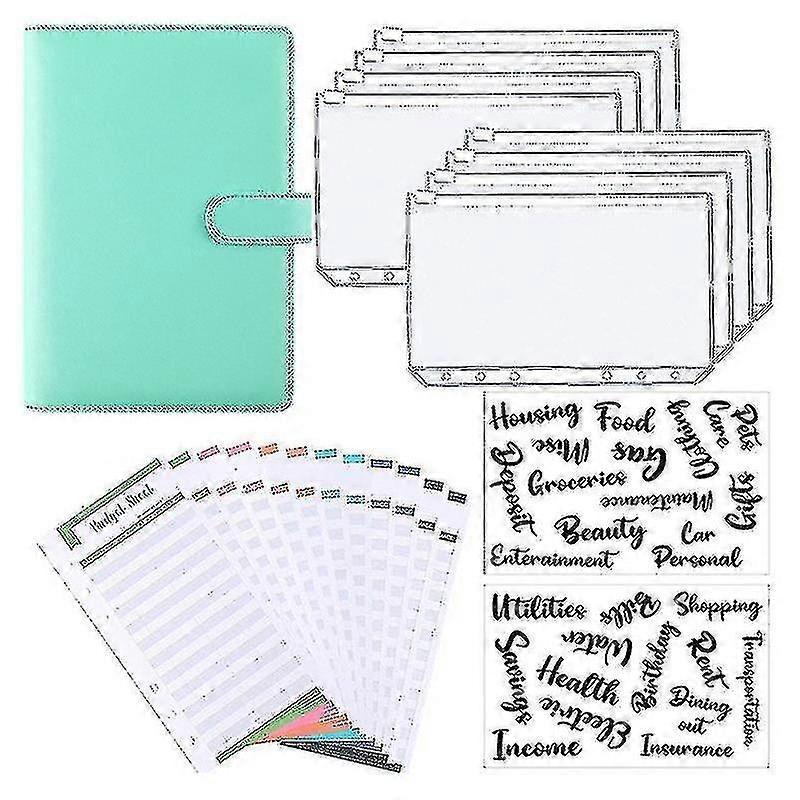 A6 Binder Budget Planner Notebook Covers Folder Size 6 Hole Pockets Plastic Zipper Money Saving