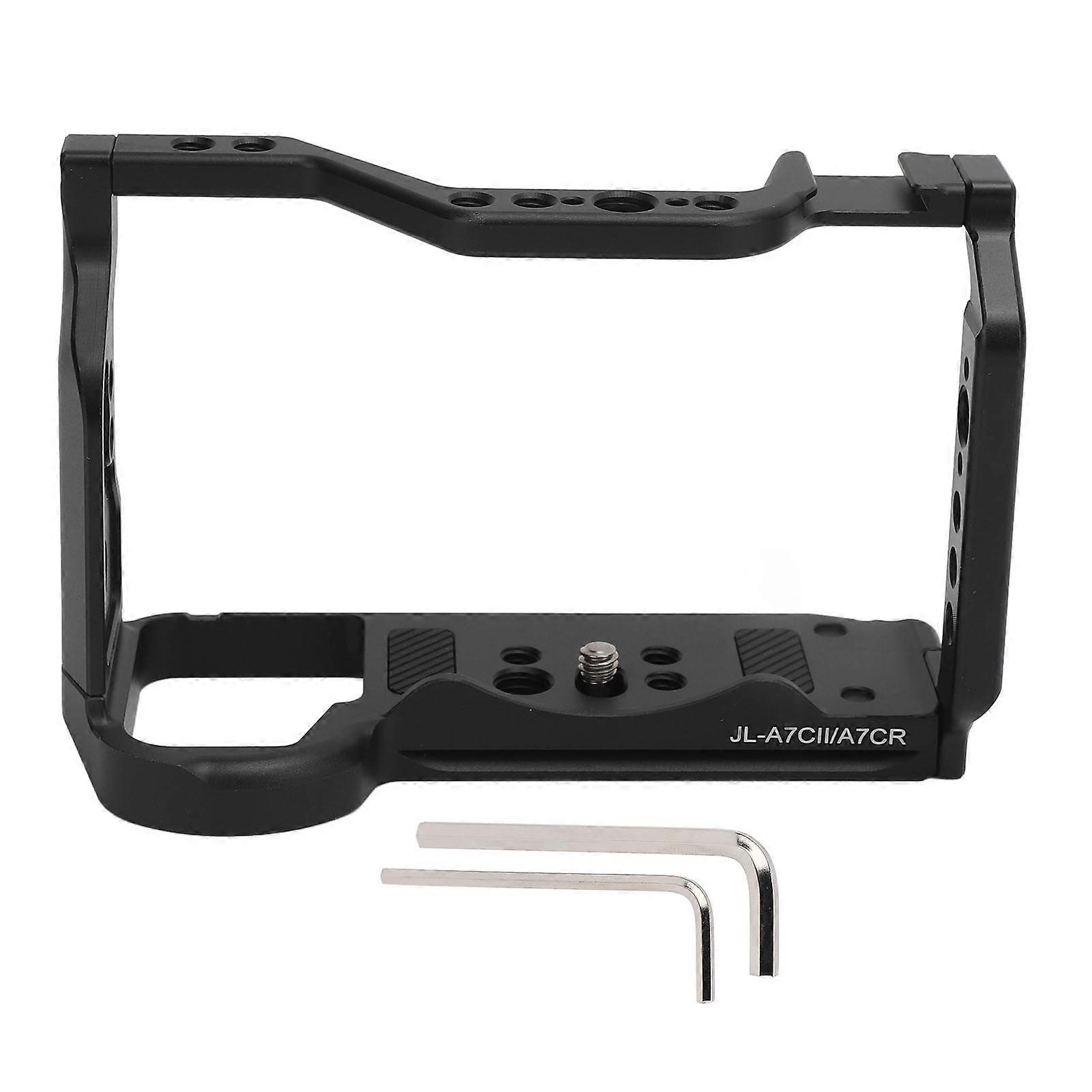 Camera Cage for A7CII A7CR A7C2 Vertical Shooting Handle with Cold Shoe Mount 1/4in 3/8in Threads for Arri Locating Hole for Arca Port
