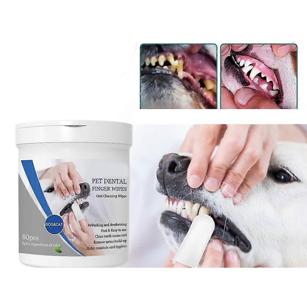  Dog Dental Cleaning Wipes Disposable Pet Dental Finger Gloves Teeth Hygienes