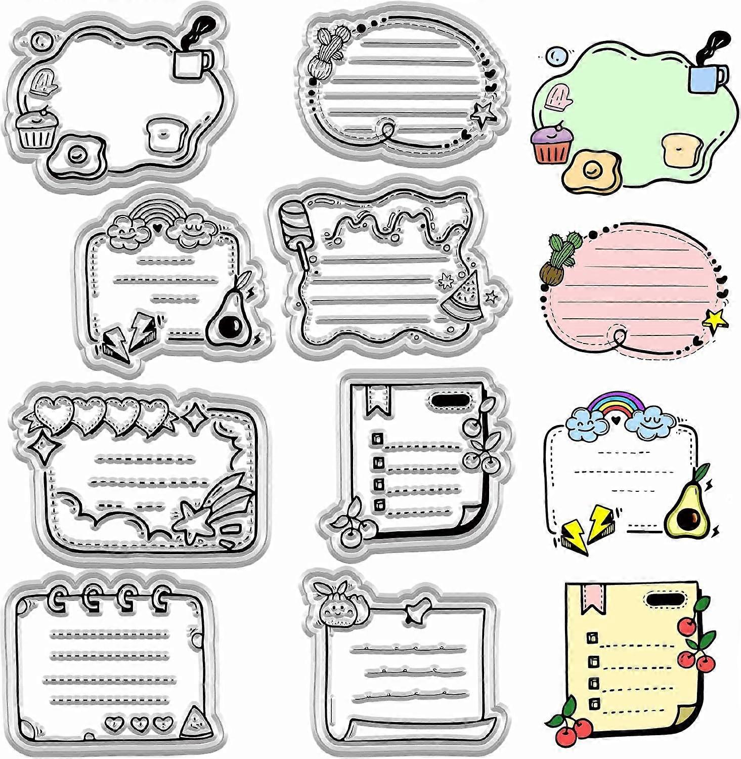 Notes Clear Stamp Vintage Silicone Stamps Transparent Label Memo Note Border Message Board Seals Stamp Sheets for DIY Handmade Journaling Card Scrapbo