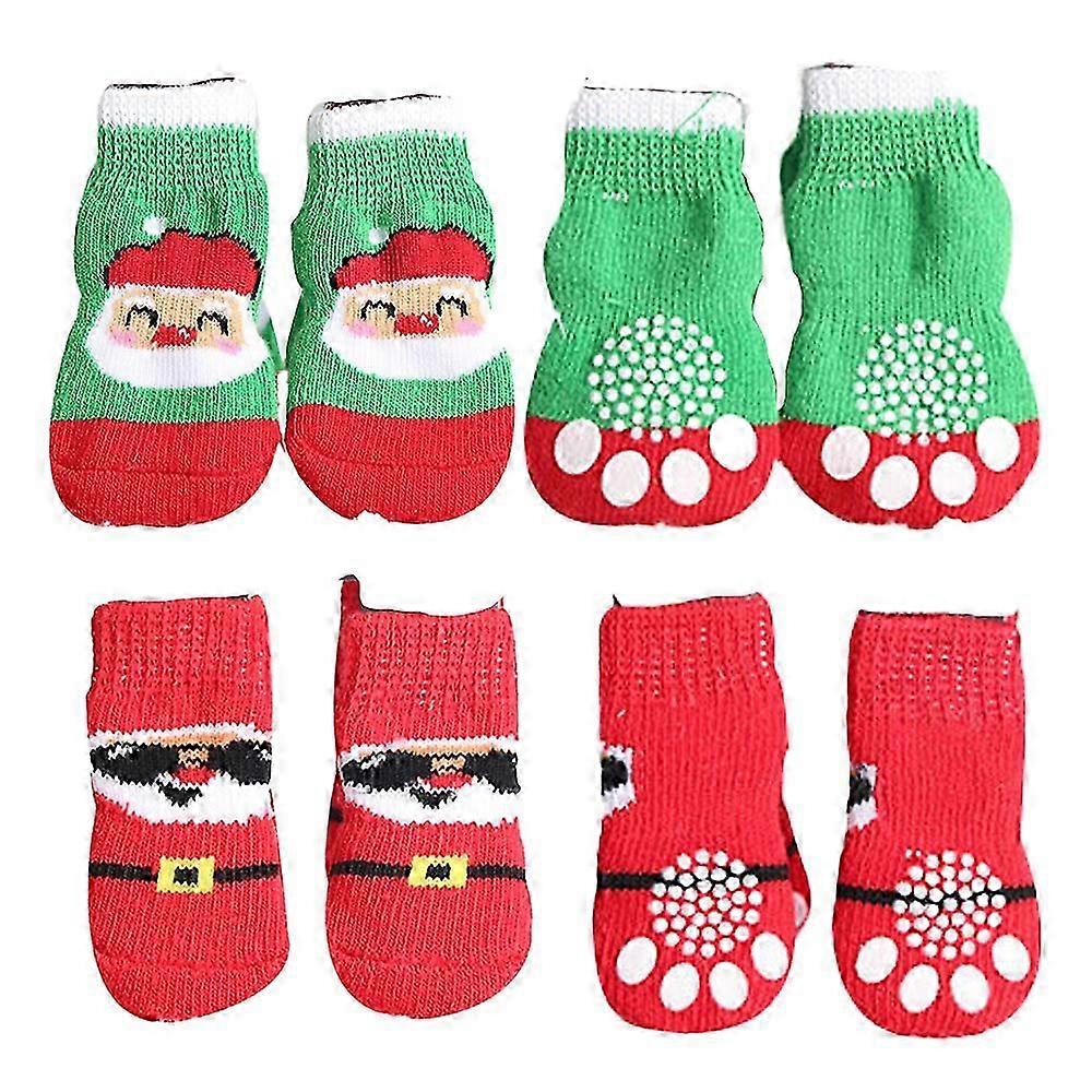 Karácsonyi kutya zokni kisállat beltéri viseletre, 4 db kisállat mancsvédő