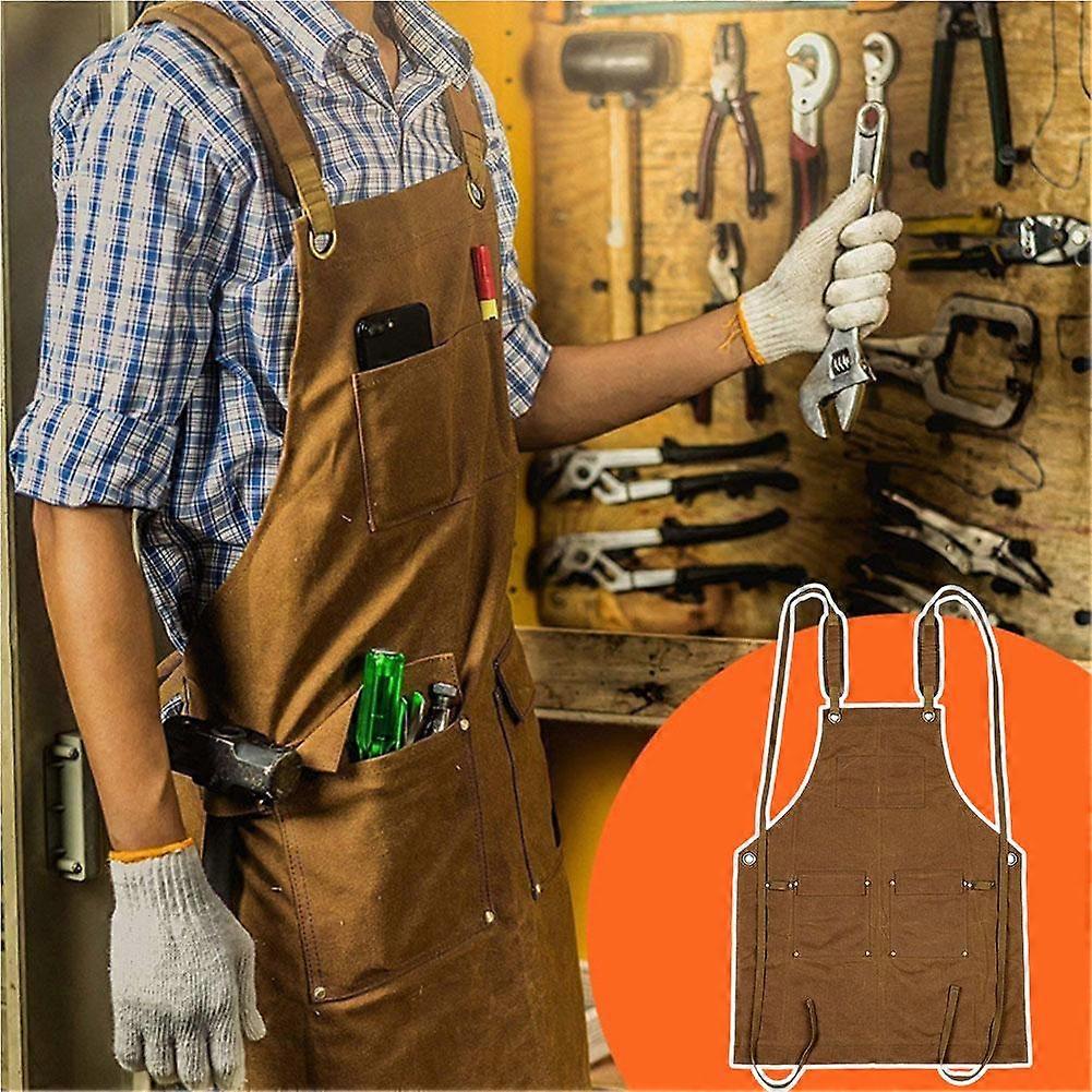 Kraftig vokset lerretsforkle Multifunksjonelt lerretsarbeidsforkle Trebearbeiding