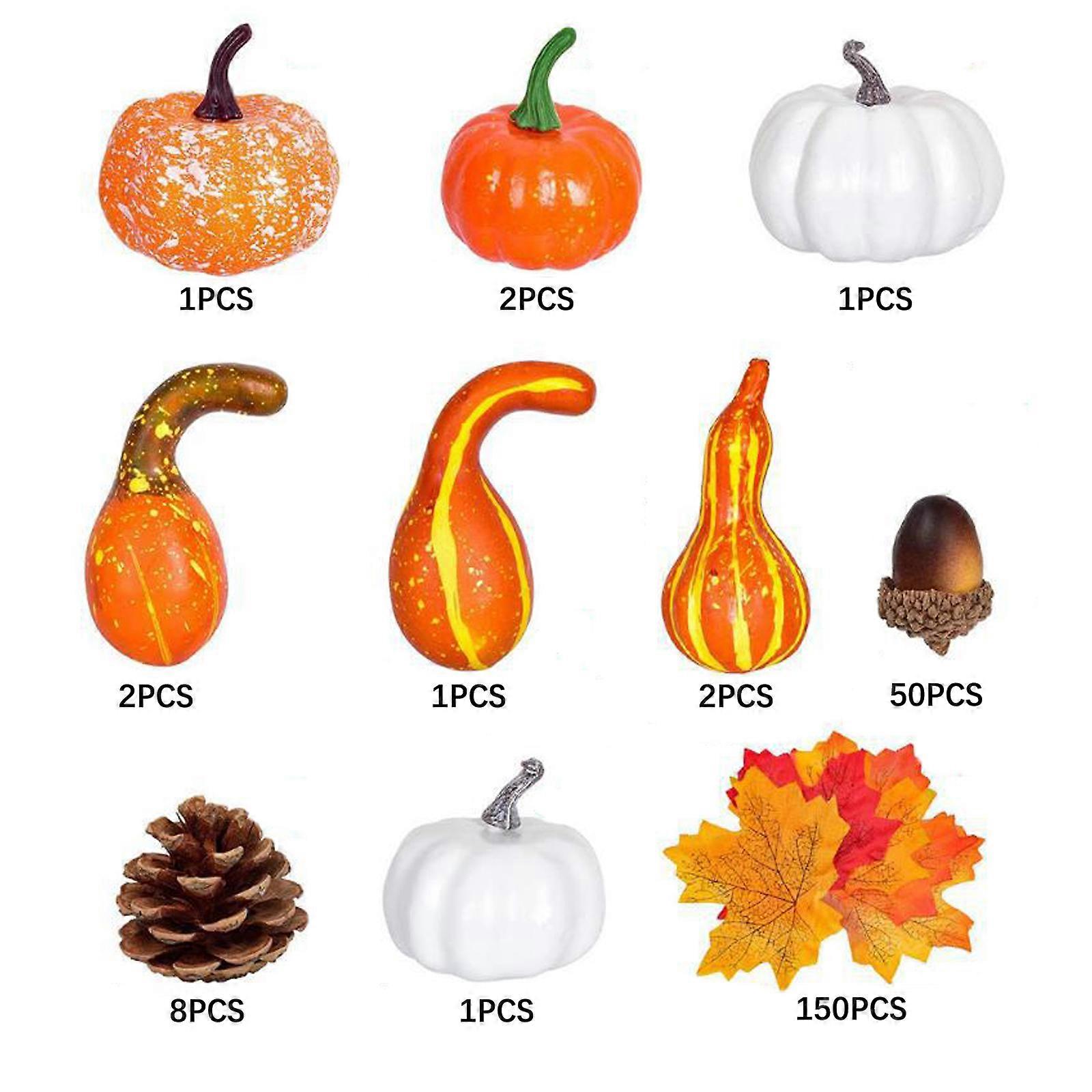 HOT 2023Dovleci artificiali Decorațiuni de Halloween Set de decorațiuni de toamnă,Recuzită de dovleac Halloween Autumn Harvest