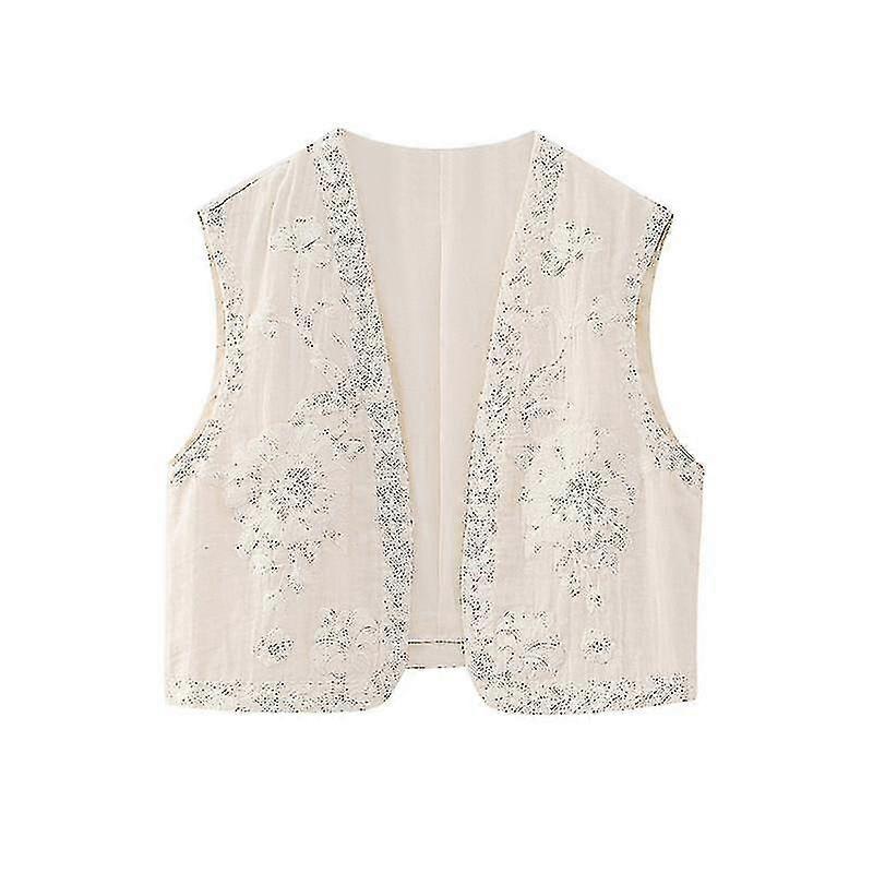 Kvinner blomsterbrodert vest i nasjonal stil