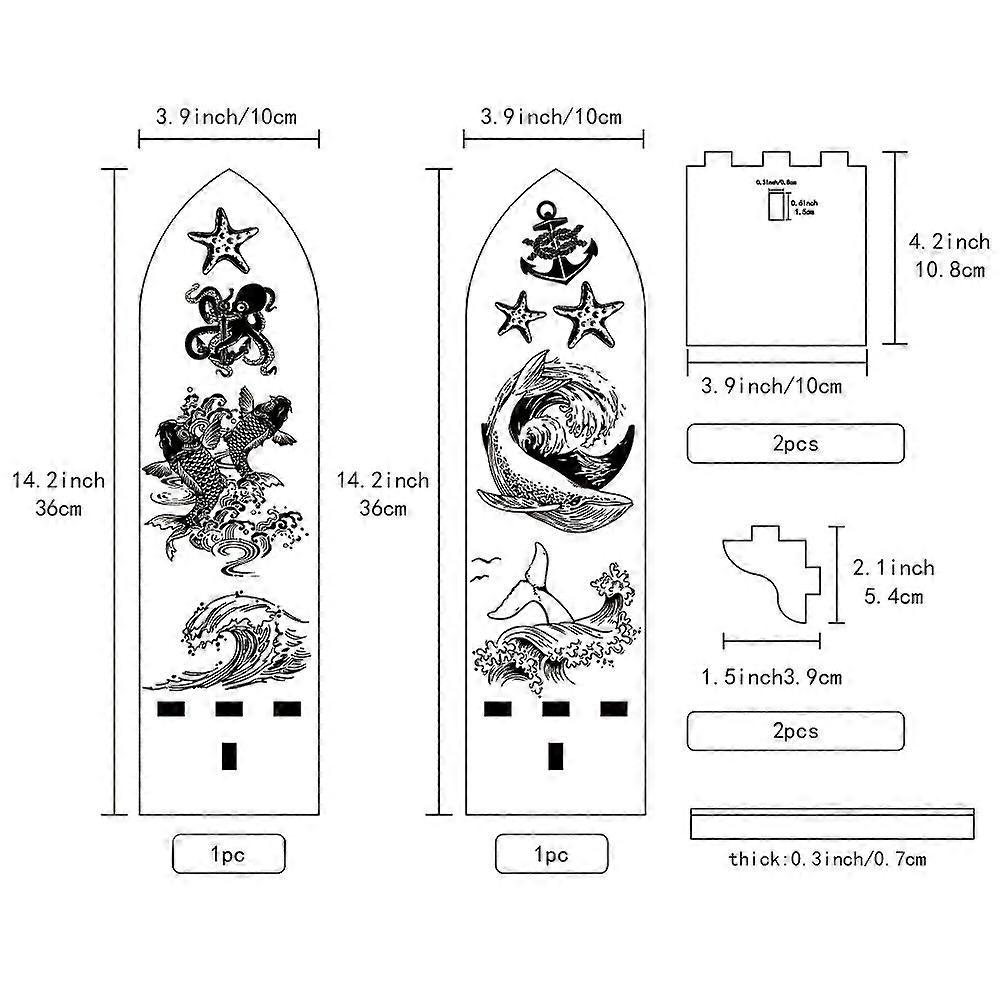 Boho Style Wall Mounted Wood Candle Holder Stand Detachable Pillar Candle Sconce Floating Shelf Sea Animals Bullet Shape: 36x10x0.7cm 2pcs
