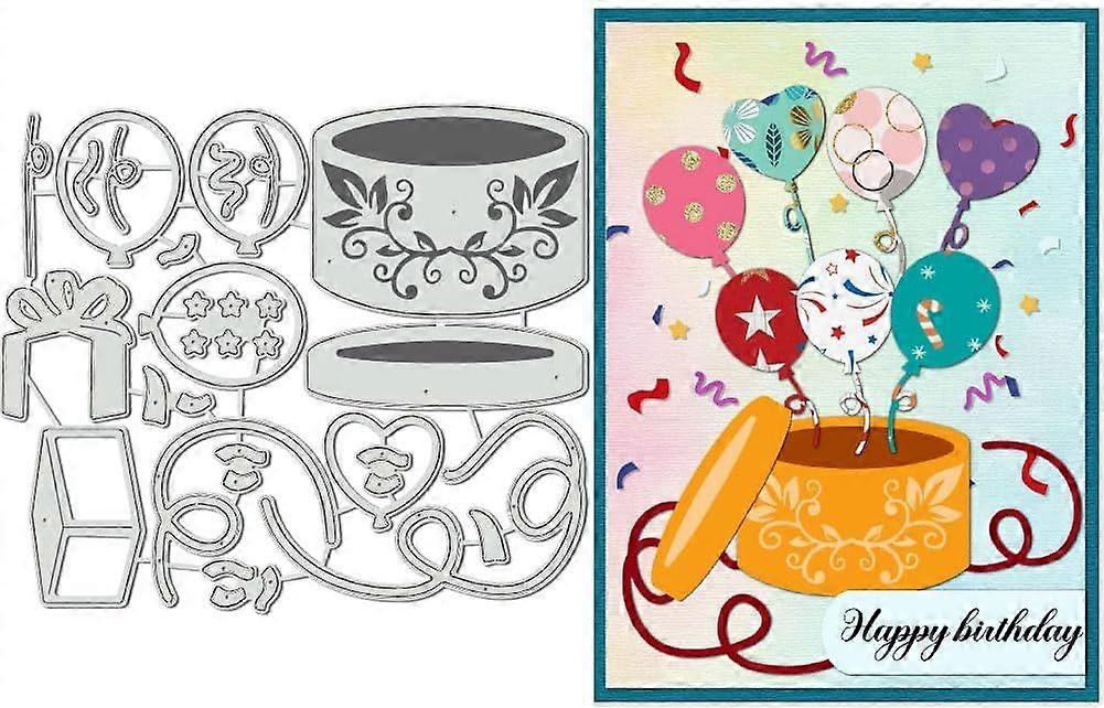Balloon Cutting Dies Box Pattern Carbon Steel Template Metal Embossing Stencils for Christmas Paper Card Making Decoration DIY Scrapbooking Craft Home