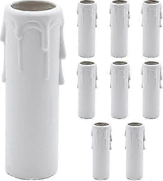10 قطع شمعة بالتنقيط الأكمام الأبيض البلاستيك شمعة يغطي أنابيب الأكمام للأضواء الثريا الجدار الخفيفة -ZY