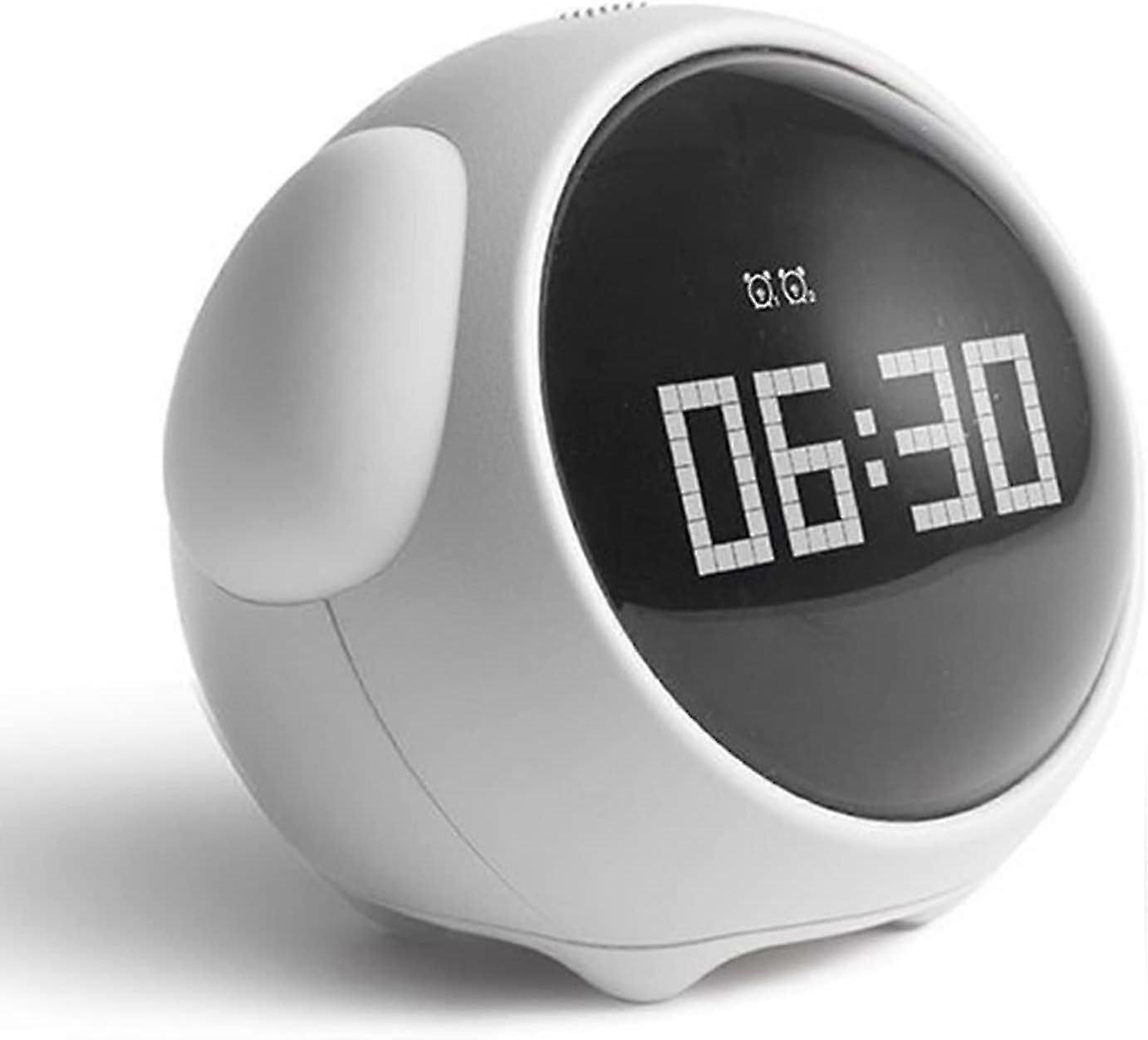 Kids Alarm Clock On-Time Report with Voice Activated Night Light Adjustable Brightness Temperature Sensing Snooze Function for Boys Girls White