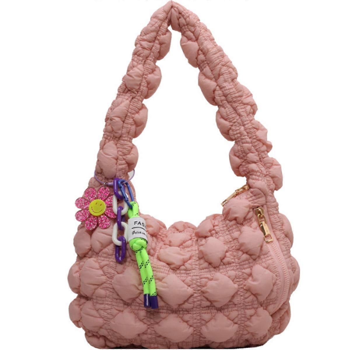 Flauschige Umhängetasche, gesteppte Nylon-Einkaufstasche
