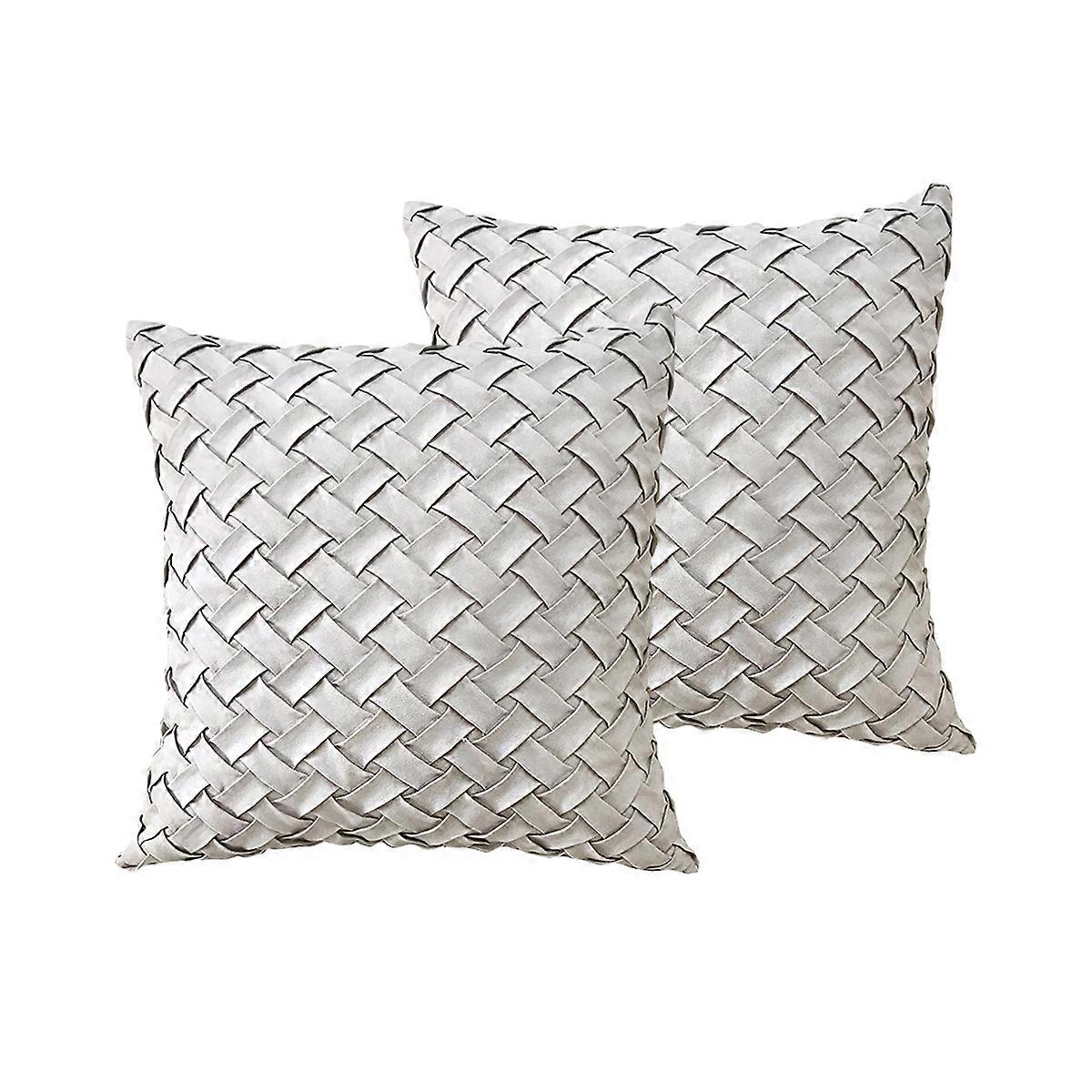 2pcs Boho Decorative Throw Pillow Covers,Soft Suede Accent Solid Square Cushion Case (Cream, 18x18 inch)