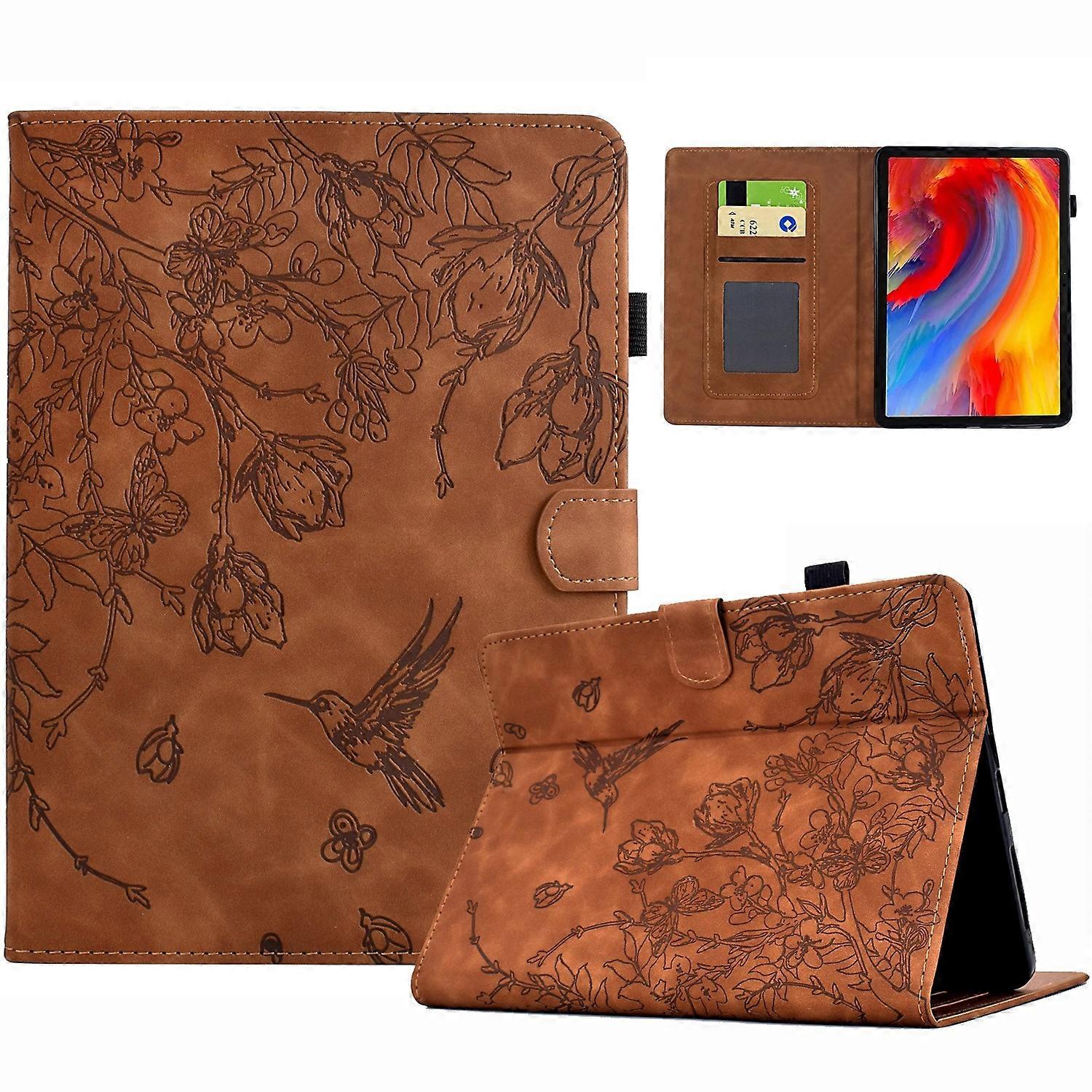 Flowers and Bird Embossed Smart Leather Tablet Case
