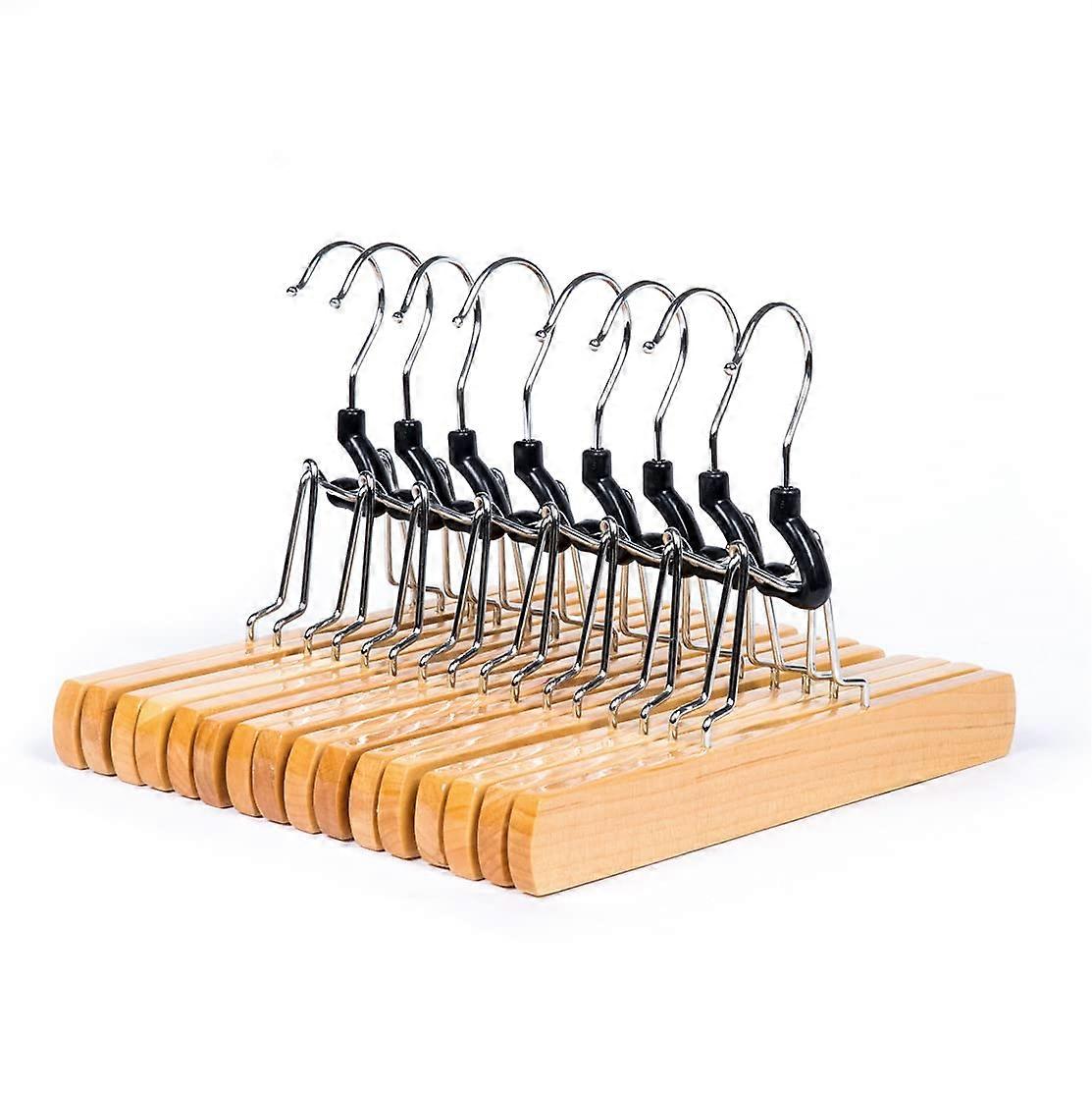 Pack of 10 natural wooden clip hangers for organizing and drying clothes at home