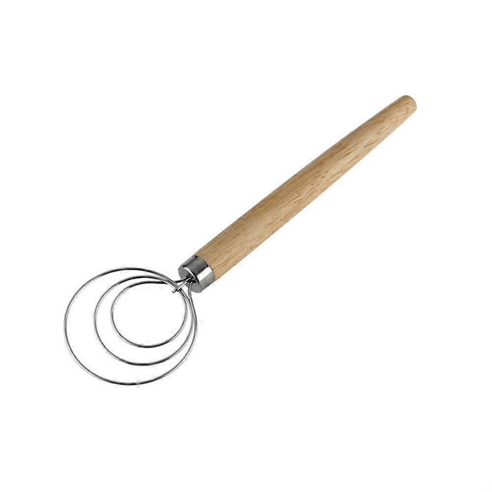 9 inch stainless steel danish dough whisk with wood handle kitchen baking mixer for diy bread dough