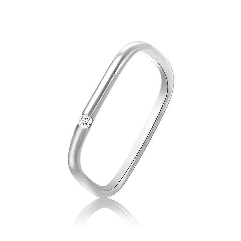 925 Sterling Silver Small Square Plain Ring, Size: No. 15 (US No. 7.5)