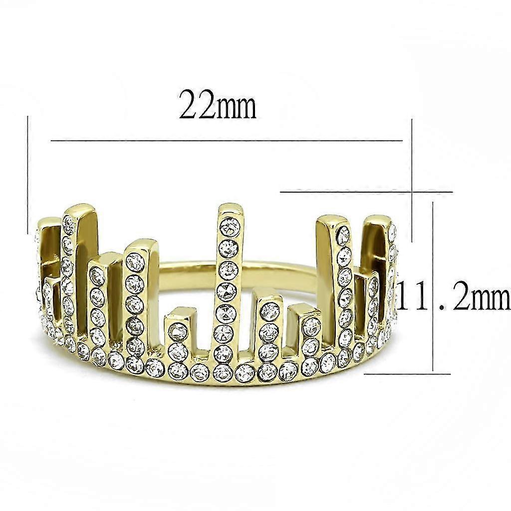 IP Gold(Ion Plating) Stainless Steel Ring with Top Grade Crystal in Clear for Women Style TK3129