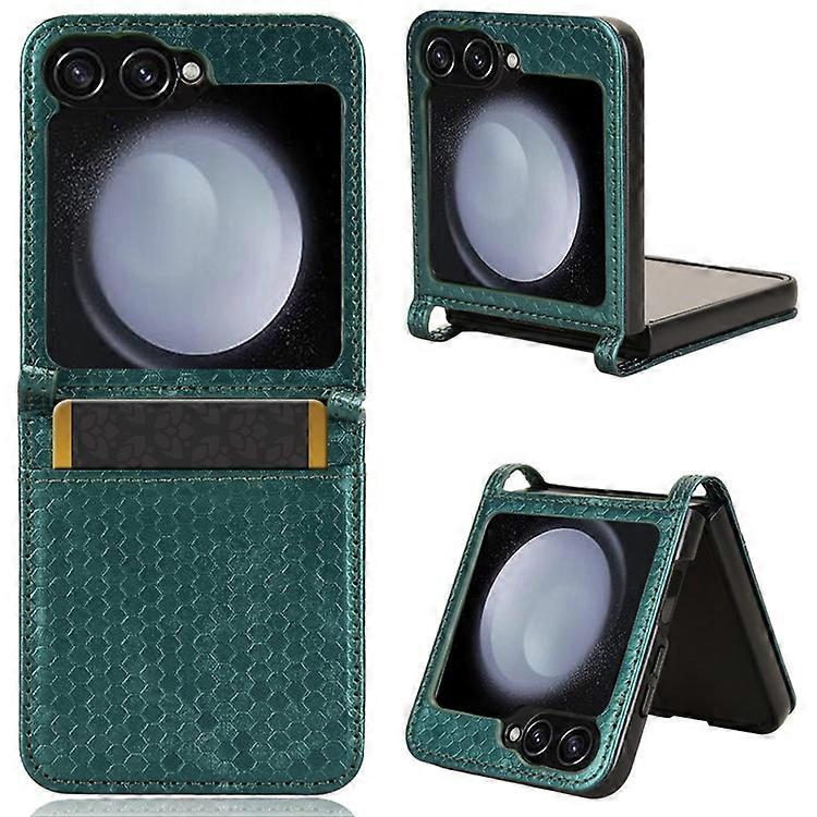 Compatible For Samsung Galaxy Z Flip6 5G Phone Case with Card Holder Imprinted Dot Pattern Leather Phone Cover