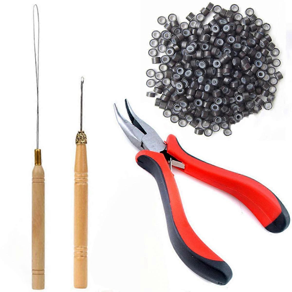 4 In 1 Set 500pcs Micro Ring Set Micro Rings Loop Needle Micro Ring Pliers Tool Set For Hair Extensions Accessories